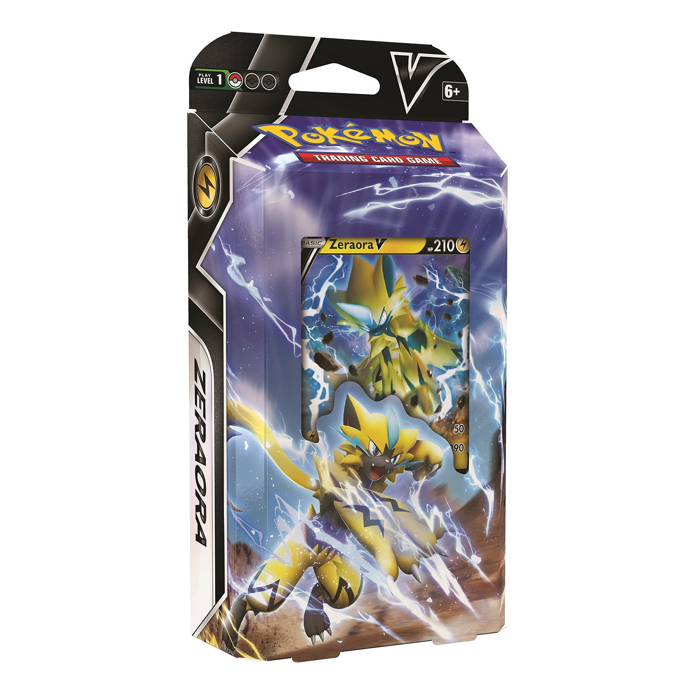 Pokémon trading card game pack featuring Zeraora V on a white background