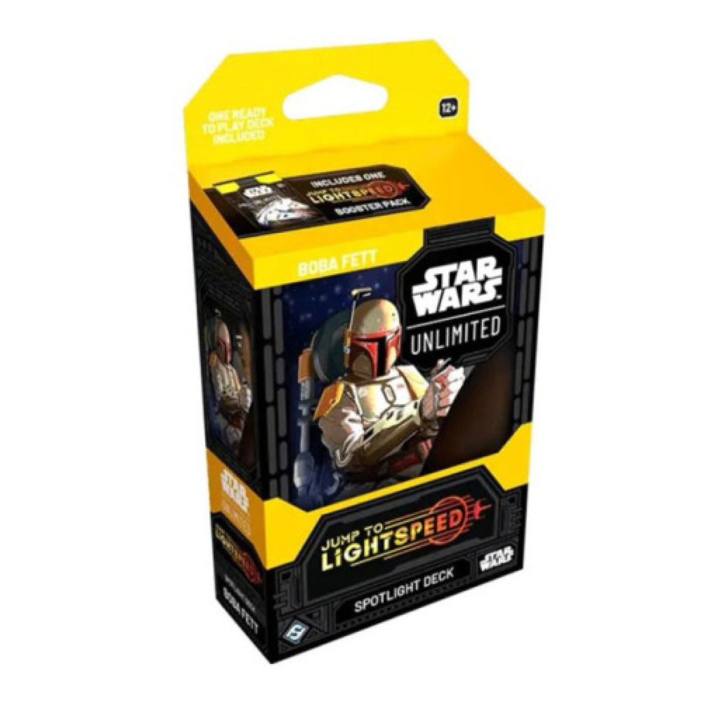 Star Wars Unlimited Jump to Lightspeed Spotlight Deck packaging with character illustration on a white background