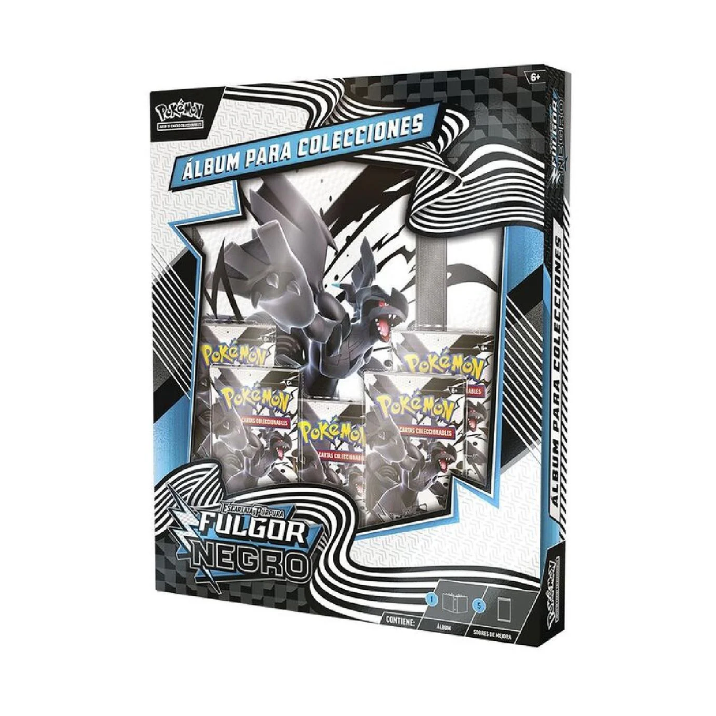 Pokémon trading card game album packaging with black and white design