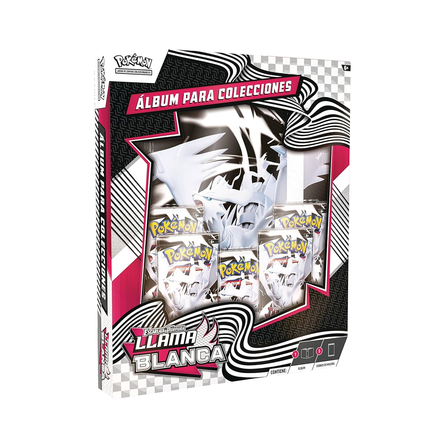 Pokémon trading card album packaging with black and white design