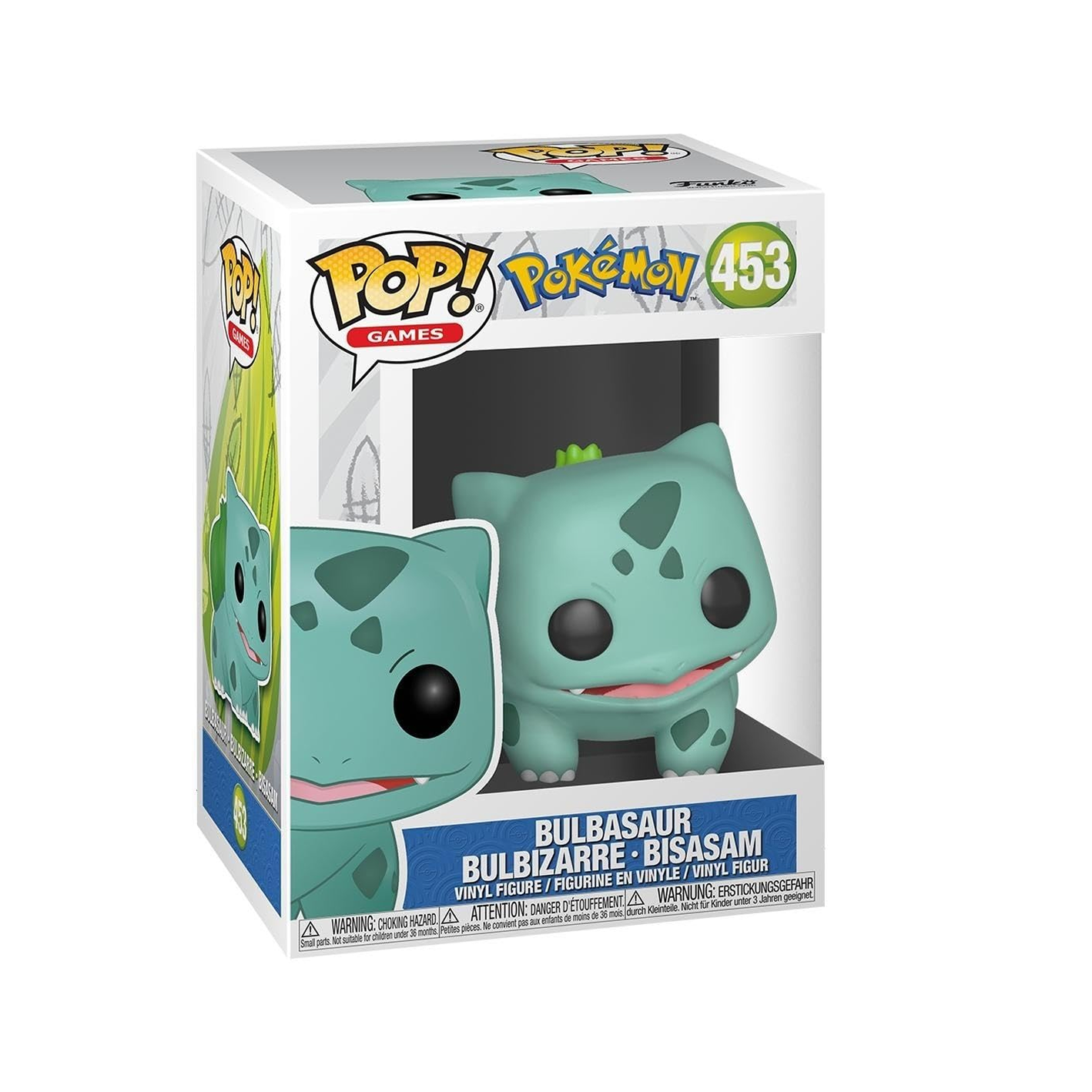 Funko Pop! vinyl figure packaging of Bulbasaur from Pokemon on a white background