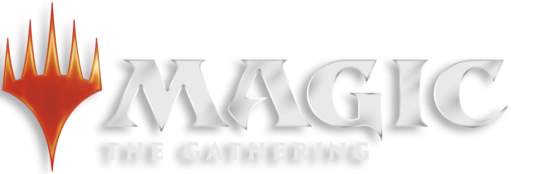 Logo of 'Magic: The Gathering' with a red and white design.