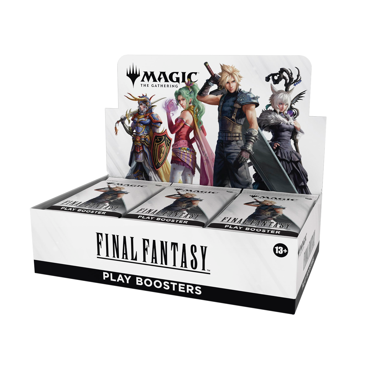 Box of 'Final Fantasy' play boosters featuring characters from the game on a white background.