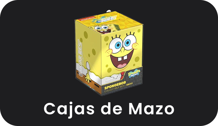 SpongeBob-themed card game box on a black background