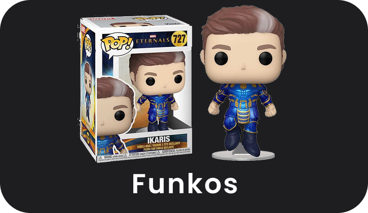 Funko Pop! vinyl figure of Ikaris from the Eternals with packaging on a black background