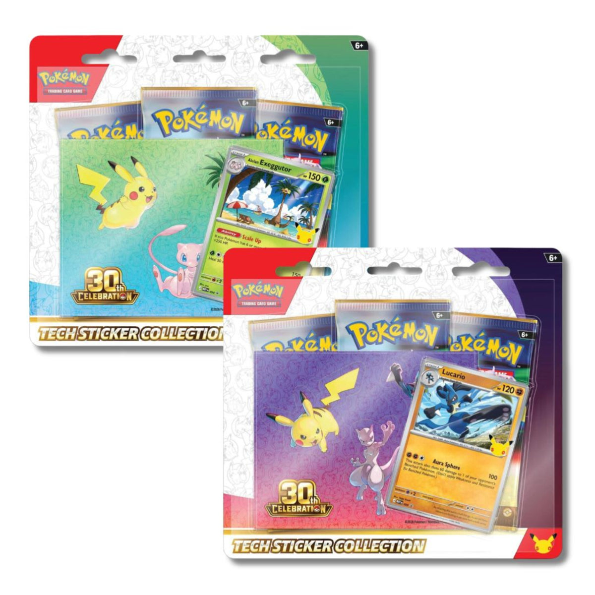 Pokemon Celebración 30Th Aniversario Lucario y Alolan Exeggutor Tech Sticker